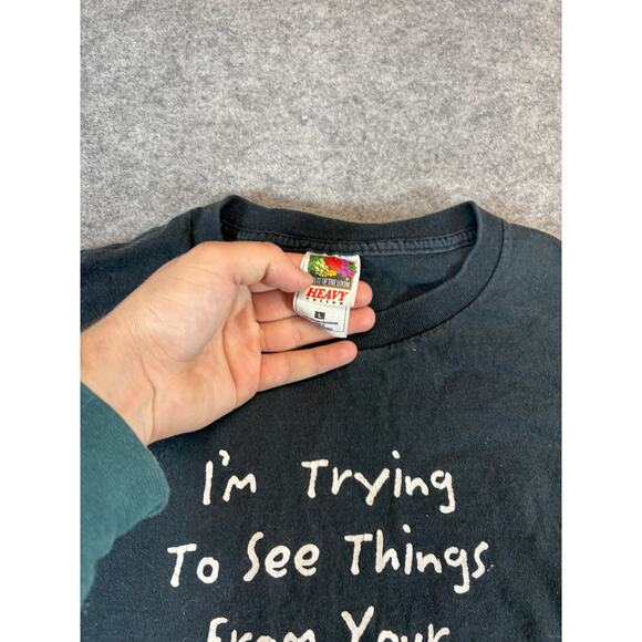 VINTAGE Funny Graphic Shirt Mens Large Black Humor Sarcastic Tee Streetwear Y2K - Picture 4 of 5